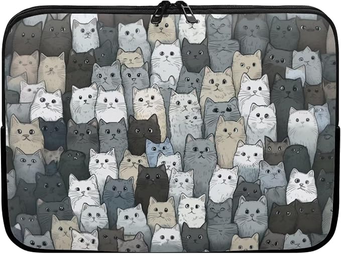 Cartoon Cat Printed Computer Bags for Laptops, Water Resistant 10 Inch Laptop Bag Laptop Briefcase Travel Case for Women Men Teens, Compatible with Most Laptops