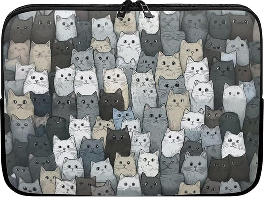 Cartoon Cat Printed Computer Bags for Laptops, Water Resistant 10 Inch Laptop Bag Laptop Briefcase Travel Case for Women Men Teens, Compatible with Most Laptops