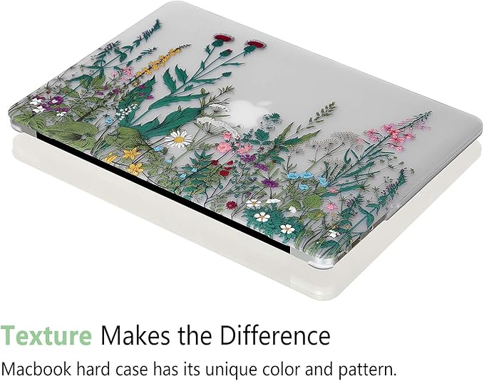 Case for MacBook Air 13 inch A1466 A1369 2010-2017 Release, 5 in 1 Matte Clear Hard Shell&Keyboard Cover&Screen Protector&Webcam Cover Compatible with Older Version Air 13.3 - Garden Flowers