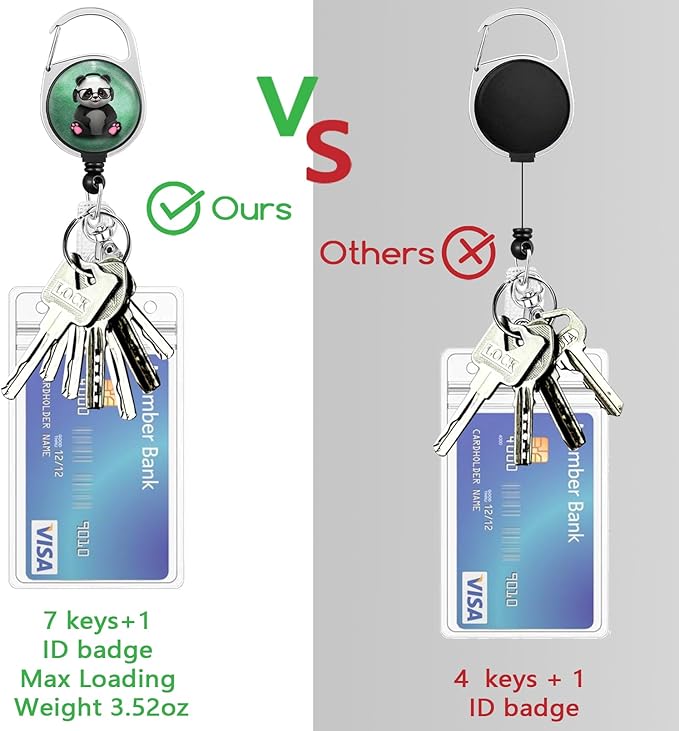 ID Badge Holder with Lanyard, Cute Badge Holder with Retractable Heavy Duty Badge Reel Clip, Panda Name Tag Lanyard Vertical ID Card Protector Cover for Women Teacher Nurses Doctor Student