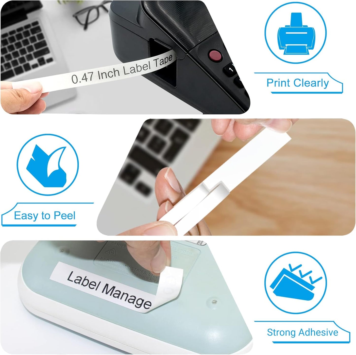 8P Flexible Label Tapes Compatible with Brother P Touch Label Tape TZe-FX231 Tape 12mm 0.47 Laminated White, Flexible-ID Wire Cable Labels Compatible with Brother Ptouch PT-D210 PT-D400 PTH100