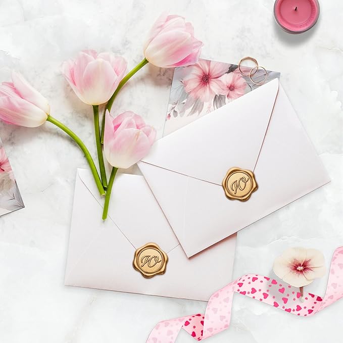 Yoption Initial N Wax Seal Stickers, 50 Pack Antique Gold Self Adhesive Envelope Seal Stickers for Wedding Party Birthday Christmas (N)