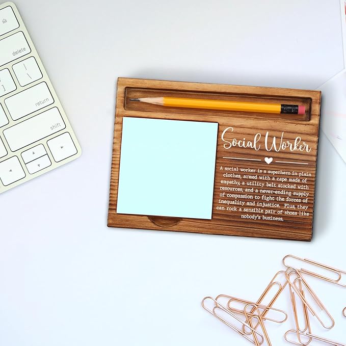 Social Worker Sticky Note Holder, Social Worker Gifts, Thank You Appreciation Quote Gifts for Social Worker Women Men Coworker Self-Stick Note Pad Holders ZSS24