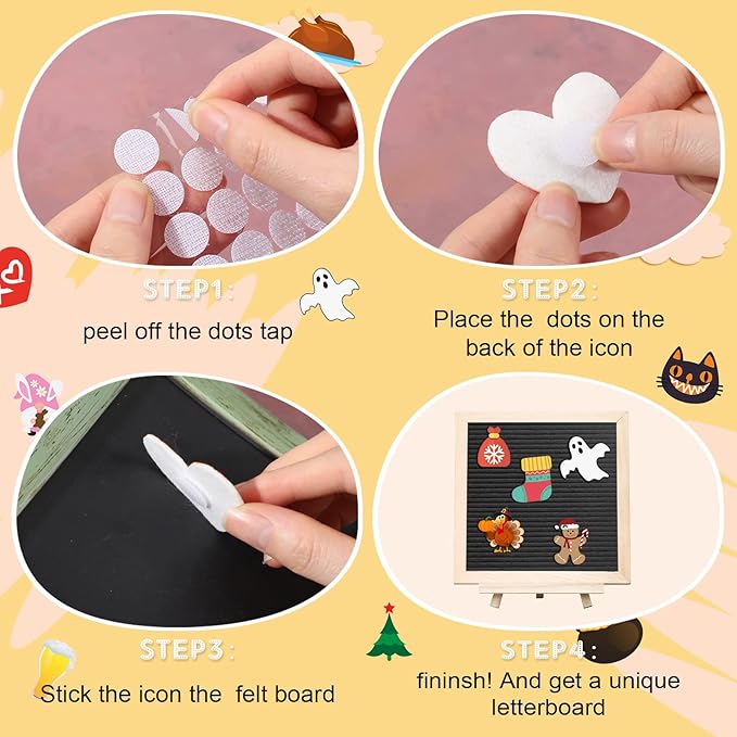 68 Pcs Holiday Seasonal Accessories Icons for Felt Letter Message Board Decorations Cute Symbols Changeable with Adhesive Dots for 4th July Patriotic Independence Day Decor, Board Not Included