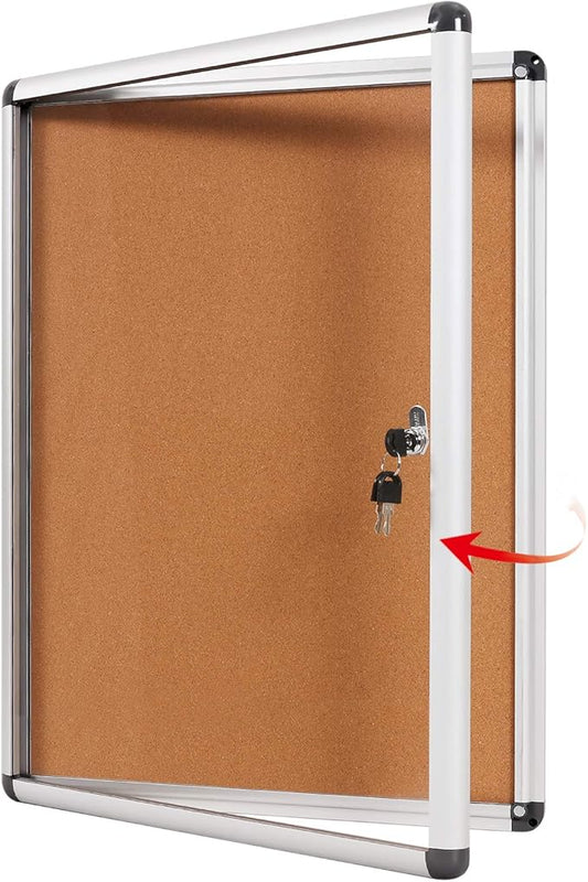 SWANCROWN Enclose Bulletin Board Tamper-Proof Dispaly Case School Office Cork Noticeboards for Information Photo, 38x28inch (9xA4)