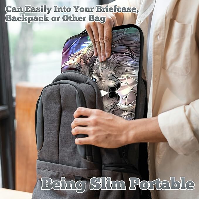 Laptop Sleeve Case Bag 13 inch, Couple Wolf Slim Carrying Case Durable Handbag Travel Laptop Bag for 13 inch MacBook Air M3/M2/Pro M2/ 13" iPad Pro/Air M4/M2 2024