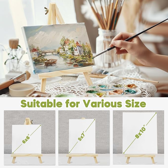 CONDA 9 Pack 9 Inch Wood Easels, Easel Stand for Painting Canvases, Art, and Crafts,Tripod,Painting Party Easel,Kids Student Tabletop Easels for Painting,Portable A-Frame Tripod Tabletop Easel Set