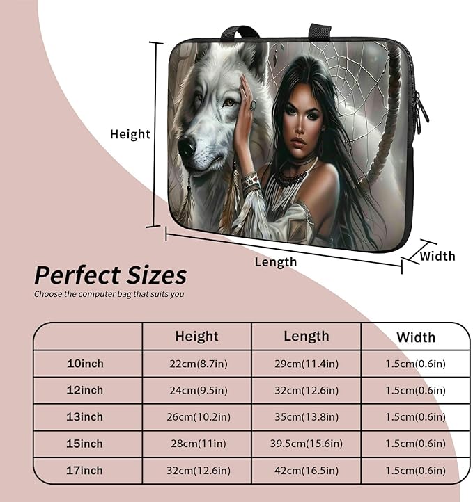 Laptop Sleeve Case Bag 13 inch, White Wolf Slim Carrying Case Durable Handbag Travel Laptop Bag for 13 inch MacBook Air M3/M2/Pro M2/ 13" iPad Pro/Air M4/M2 2024