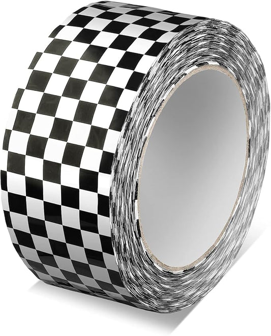 MTLEE Checkered Flag Tape Checkered Duct Race Car Printed 1.88 Inches 100 Yards DIY Crafts Buffalo Tape Single Roll for Scrapbooking DIY Crafts Box Decoration