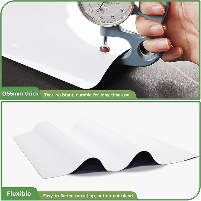 Magnetic Dry Erase Board: Small Fridge Whiteboard, Flexible Refrigerator Magnet White Board, Blank Writing Note Sheet with Dishwasher Magnet Clean Dirty Sign, 4 Markers & Eraser - 20 x 13