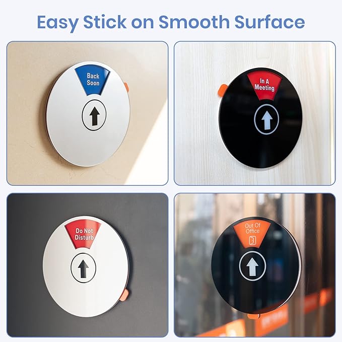 Out Of Office Sign for Door, 6 Options Status Private Sign, In a Meeting, Do Not Disturb, Working Remotely, In Out Sign Available and Away