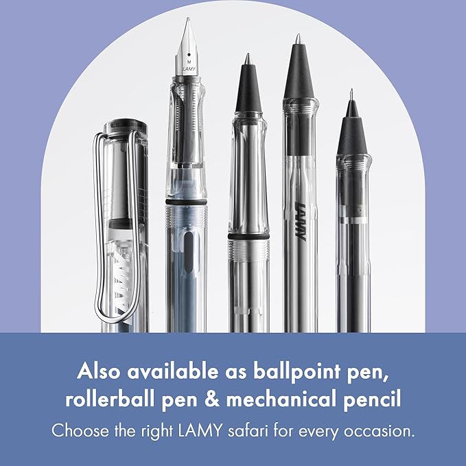 LAMY safari vista - Fountain Pen with ergonomic grip & polished steel nib in size EF - ideal for any Writing & Calligraphy - including LAMY T 10 blue cartridge - Right-Handed