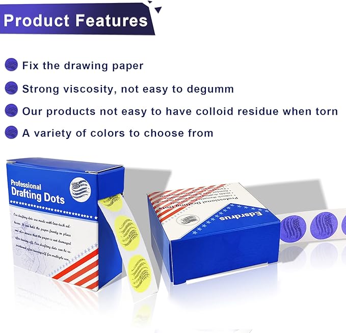3 Pack Drafting Dots 7/8” Diameter, Low Tack, Easy Removal, Pre-Cut Drafting Tape Dots for Tracing, Drawing, Positioning, Roll of 500 Dots Per Box (Green)