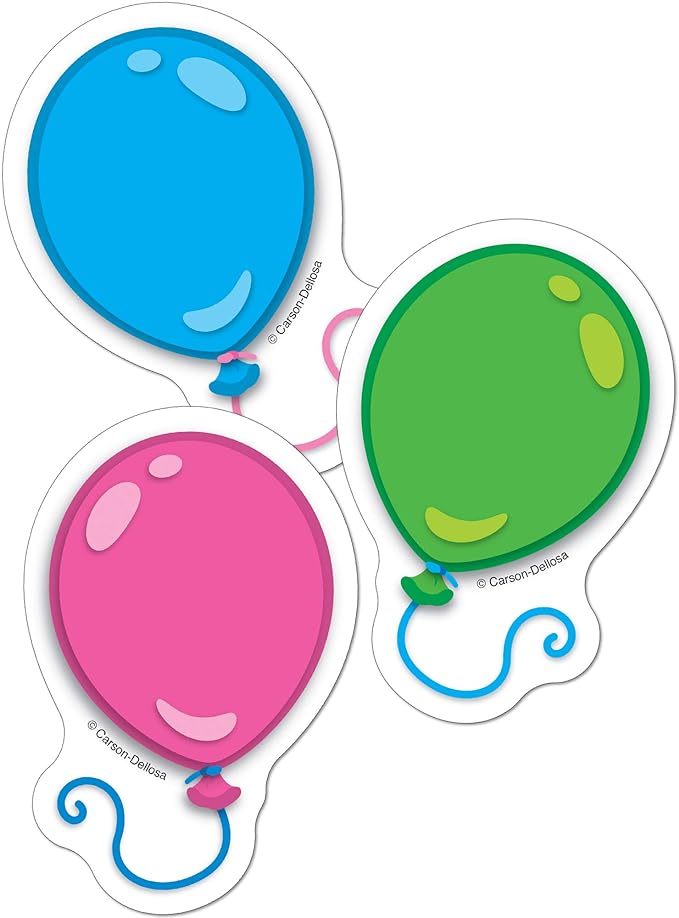 Carson Dellosa 36-Piece Colorful Mini Balloons Bulletin Board Cutouts, Bright and Colorful Balloon Cutouts for Bulletin Board and Party Decorations, Colorful Birthday Classroom Décor