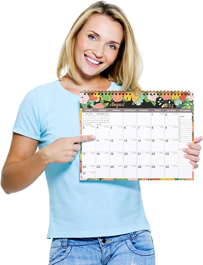 Lbylyhxc 2024-2025 Calendar - Includes July 2024 to December 2025-18 Monthly Wall Calendar 2024-2025, 11 x 8.5 Inches.Thick Paper with Julian Dates and Block for New Year and Christmas Presents (2024-2025 wall calendar flower)
