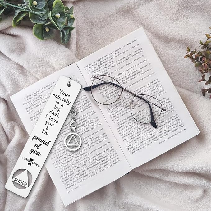 Sobriety Gift for Women Men, Proud of You Sobriety Bookmark, Alcoholics Addiction Stay Clean and Sober Bookmark, Inspirational Christmas Graduation Gifts-DB13