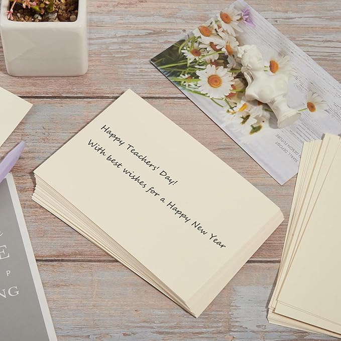 100 Pack Thick Paper Cardstock Blank Heavy Cards Stock for Invitations, Greeting Cards Making, Postcards, Photos, 250GSM Thick Paper (Cream, 5x7 inches)