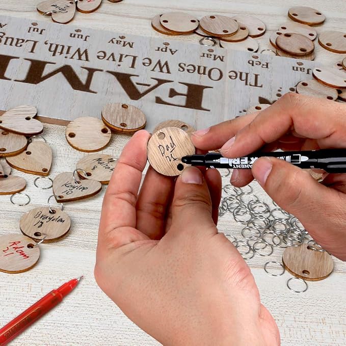 Gifts for Mom Grandma to Remember Family Birthdays, Joy-Leo Wooden Family Birthday Reminder Calendar Board with 100 Wood Tags, Decorative Birthday Tracker Plaque Wall Hanging, Model JL01