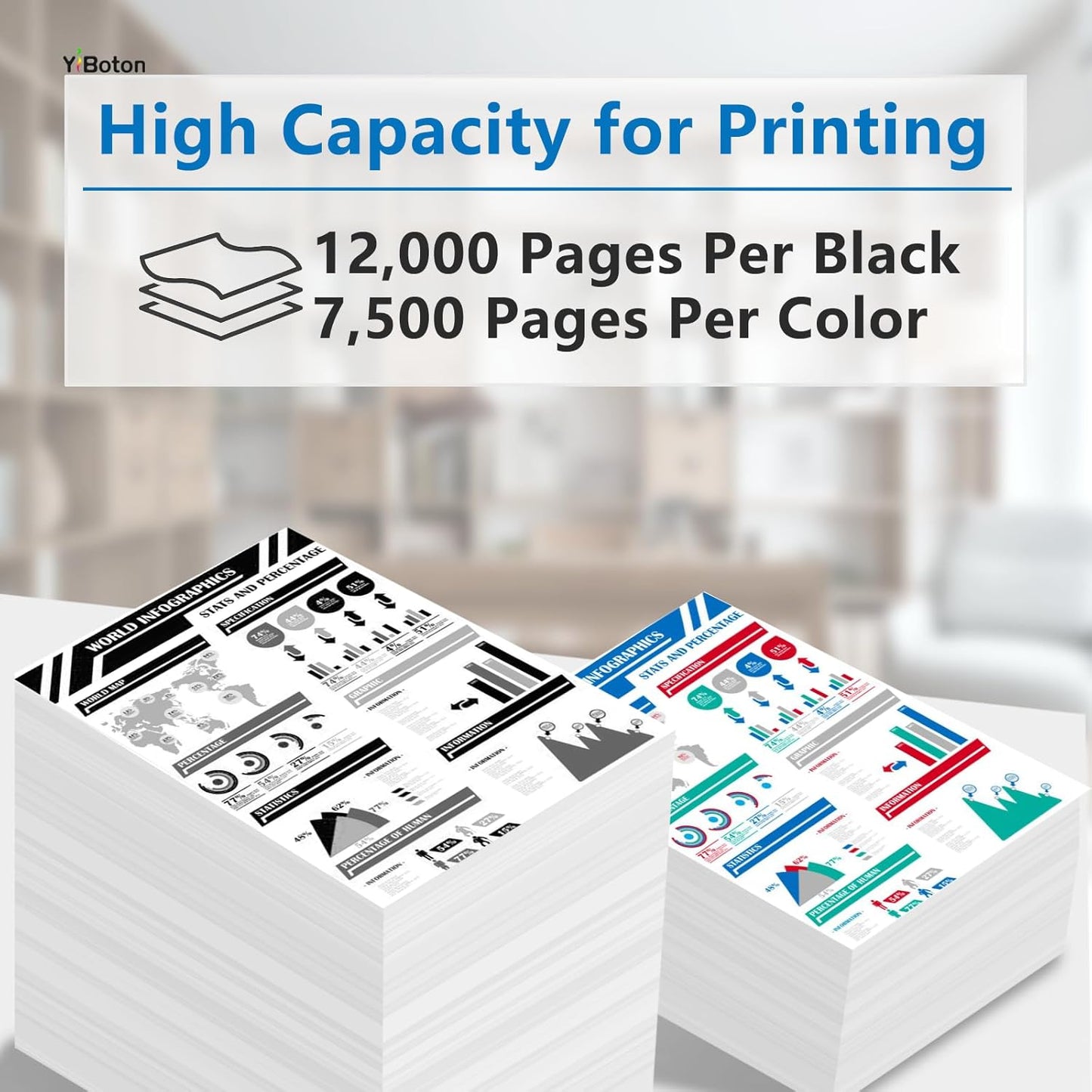 High Yield 6655 Toner Cartridge Replacement for Xerox 106R02744 106R02745 106R02746 106R02747 Toner Cartridge Compatible for Xerox WorkCentre 6655 6655i Printer (4-Pack B/C/M/Y)