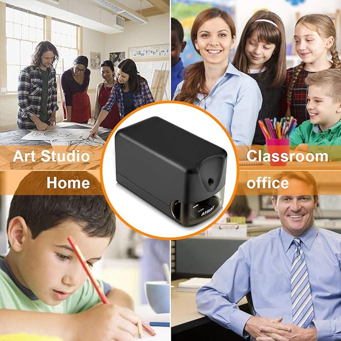 AFMAT Electric Pencil Sharpener, Heavy Duty Classroom Pencil Sharpeners for 6.5-8mm No.2/Colored Pencils, UL Listed Industrial Pencil Sharpener w/Stronger Helical Blade, Model S230(Item No. PS13)