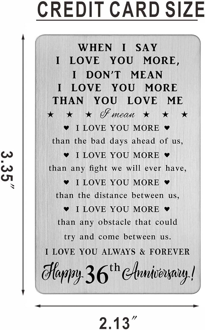 36th Anniversary Card Gifts for Women Couple, 36th 36 Year Anniversary Romantic Wallet Card Gifts for Wife