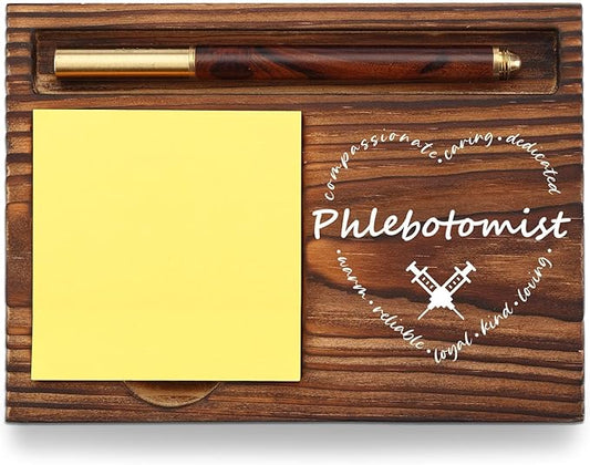 Phlebotomist Sticky Note Holder Wooden, Phlebotomist Gift Thank You Phleb Tech, Phlebotomy Technician Appreciation Gift, Medical Staff Gift Nurse Healthcare Worker Self-Stick Note Pad Holders TZP35