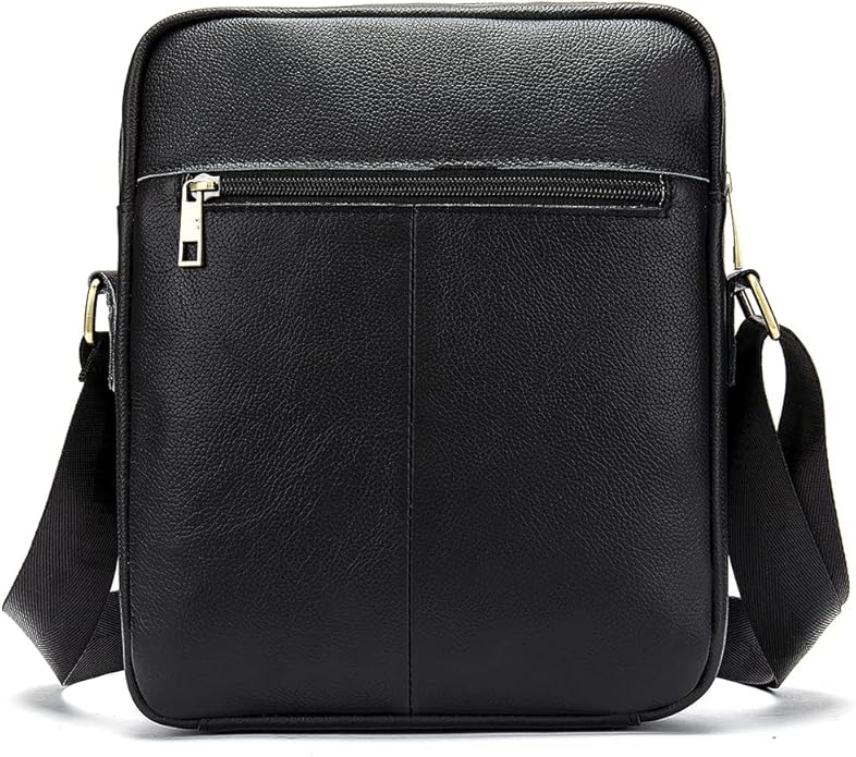 Hebetag Small Leather Sling Shoulder Bag Messenger Pack for Men Women Outdoor Travel Business