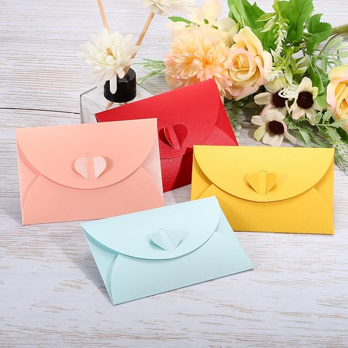 PATIKIL Gift Card Envelopes, 12 Pack Heart Shaped Clasp Small Gift Cards Holder Mini Envelope for Birthdays Weddings, Purple