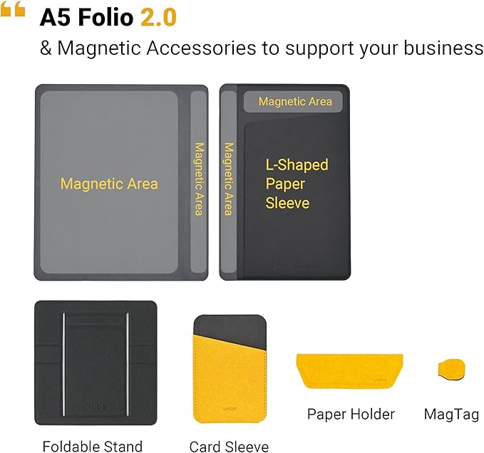 LHiDS Creative Folio Lite 2.0 with Stand, Business Portfolio Resume, 3-in-1 Padfolio with Magnetic Accessories, Work as Notebook Cover, Clipboard, Organizing Board for Home and Office (Black, A5)