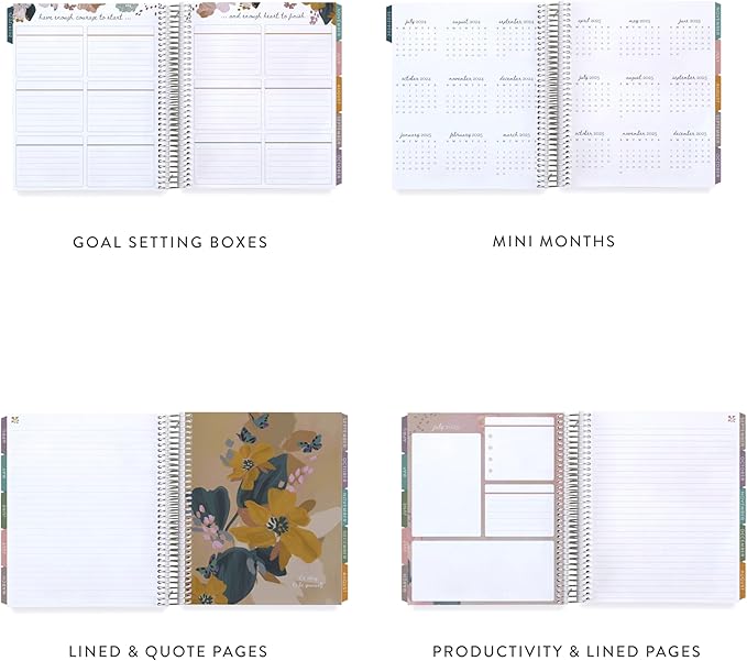 Erin Condren 12-Month Spiral Life Planner (Jan 2025 - Dec 2025) | 7x9 Weekly Planner with Monthly Calendars | Layers Colorful Covers, Bold Blooms Interior, Vertical Layout, Platinum Coil