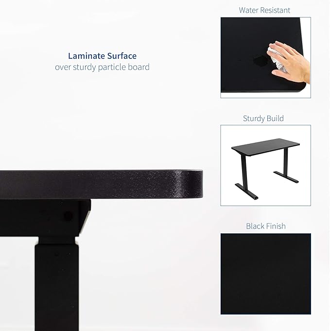 VIVO Black 43 x 24 inch Universal Solid One-Piece Table Top for Standard and Sit to Stand Height Adjustable Home and Office Desk Frames, DESK-TOP43B