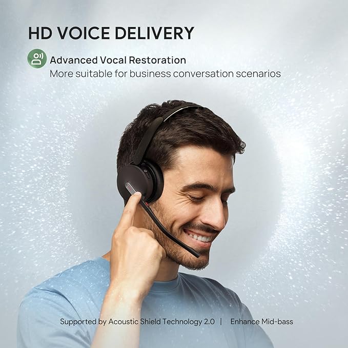 Yealink BH70 Mono Wireless Bluetooth Headset with Microphone for Work, up to 35h Talking Battery Life, 3-Mic Noise Cancellation, 91g Lightweight Microsoft Teams Certified Work Headsets for PC, USB-A