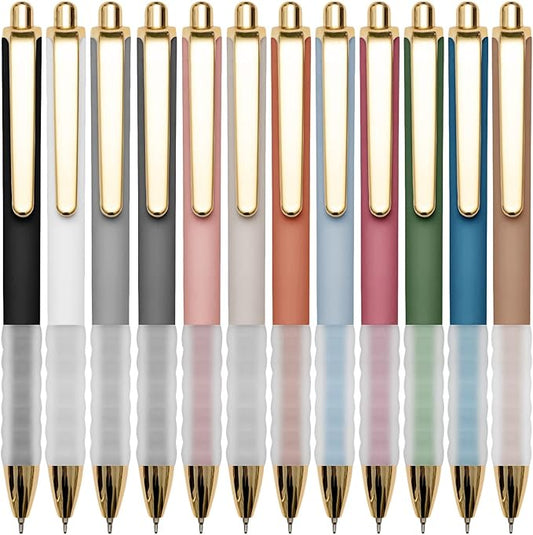 Linbsunne Ballpoint Pens Black Medium Point 1mm Pen with Super Soft Grip Ball Point Pen for Men Women Retractable Pens