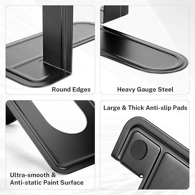MaxGear Book Ends Universal Premium Bookends for Shelves, Non-Skid Bookend, Heavy Duty Metal Book End, Book Stopper for Books/Movies/CDs/Video Games, 6 x 4.6 x 6 in, Black (4 Pairs/8 Pieces, Large)