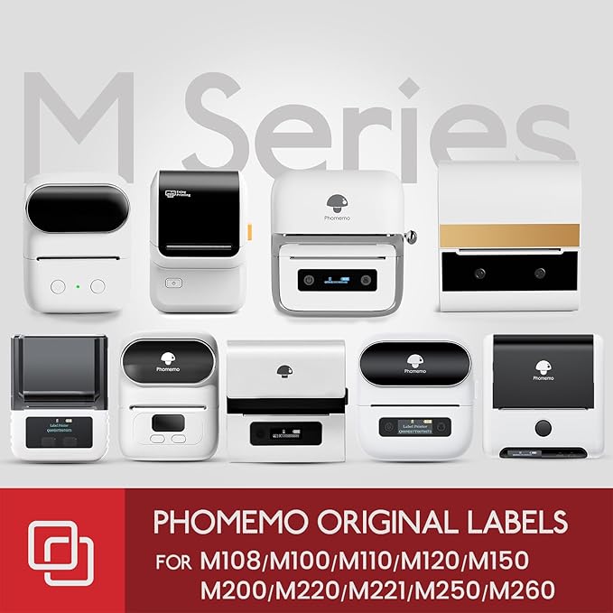 Phomemo [3x100 pcs]Original Labels for M110 M100 M220 M221, 1.97''x3.15''(50x80mm),Square,White,100 Label/Roll,3-Roll, Adhesive Thermal, for Clothing, Ingredient, Logo, Barcode, Address, for M120/M200