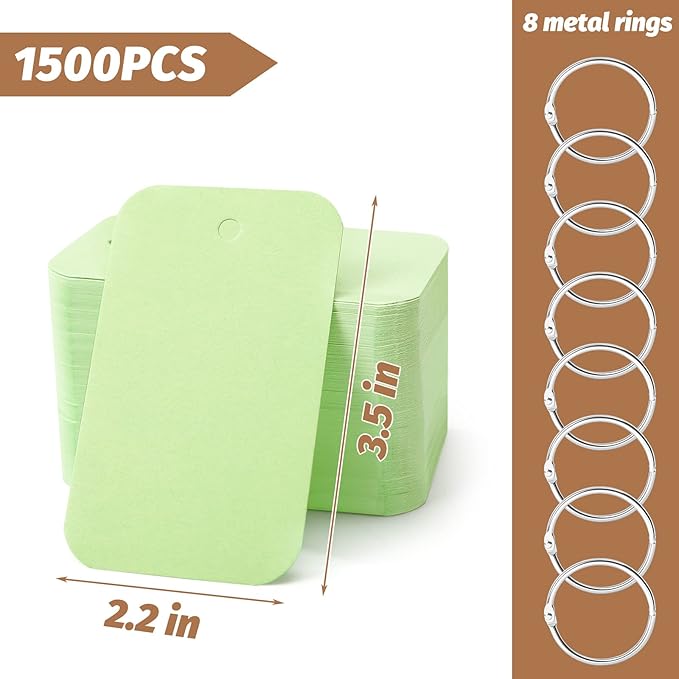 Koogel 1,500PCS Multicolor Index Paper with Binding Rings, 7 Colors 2.2 x 3.5 Inches Blank Easy Flip Flash Card Study Cards Business Cards Memo Scratch Pads Bookmark