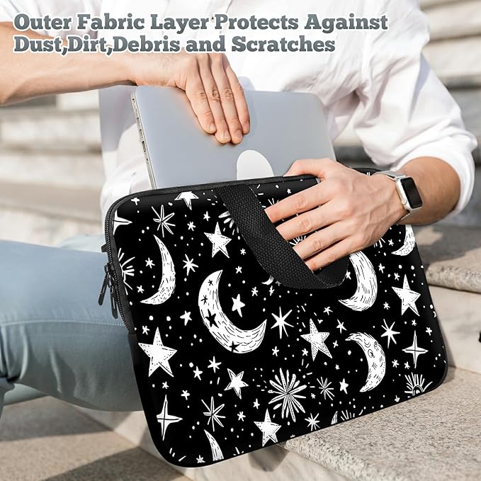 Laptop Sleeve Case Bag 13 inch, Moons Stars Slim Carrying Case Durable Handbag Travel Laptop Bag for 13 inch MacBook Air M3/M2/Pro M2/ 13" iPad Pro/Air M4/M2 2024