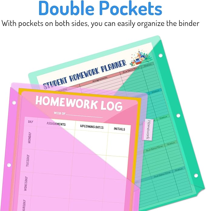 Forvencer 48 Count Dividers with Pockets, 8 Tab Dividers for 3 Ring Binder with Pockets, Subject Dividers with Pockets, Premium Quality Notebook Dividers with Pockets, Vibrant Color, 6 Sets
