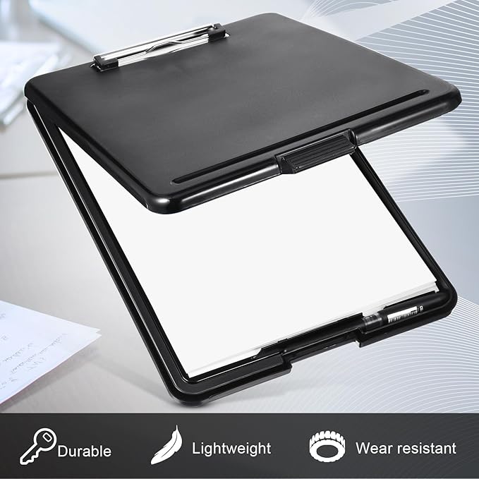 Geyee 8 Pcs Clipboards with Storage Letter Size Foldable Nursing Clipboard Storage with Pen Holder Plastic Storage Clip Board with Low Profile Clip for Student Teacher Nurse Office 9.4 x 13.4 Inch