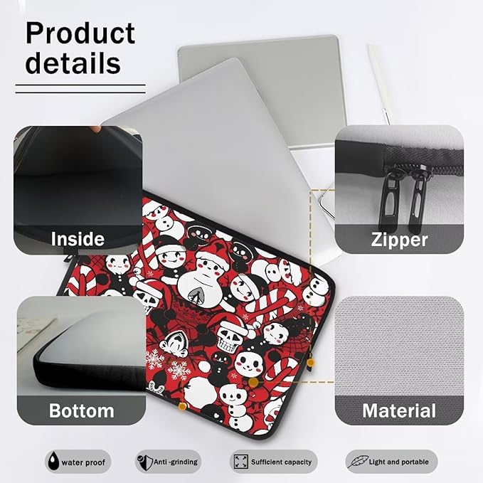 Christmas Snowman Printed Computer Bags for Laptops, Water Resistant 15 Inch Laptop Bag Laptop Briefcase Travel Case for Women Men Teens, Compatible with Most Laptops