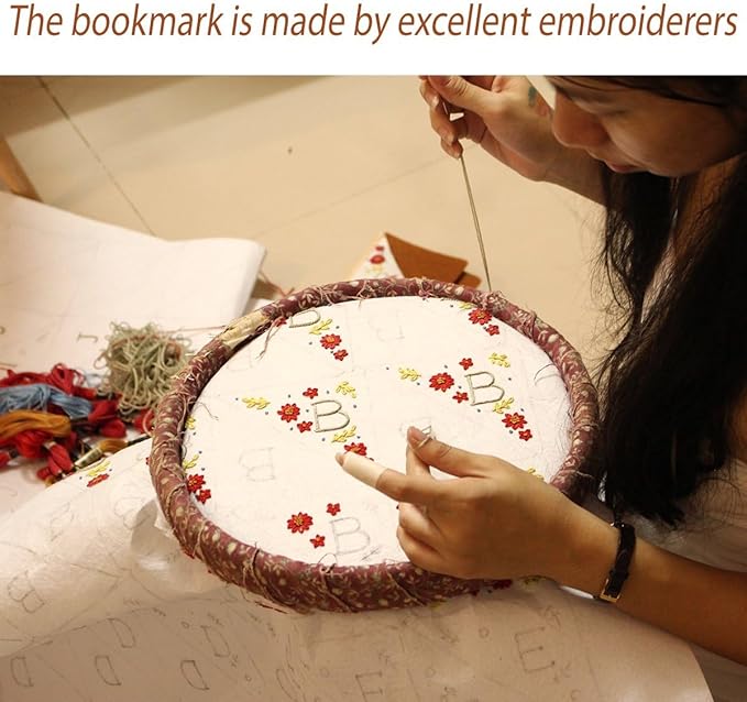 Personalized Hand Embroidered Corner Bookmark, Bookmarks for Women, Personalized Bookmark for Books, Cute Flower Book Mark, Hand Stitch Gift for Women for Book Lovers (J, White)