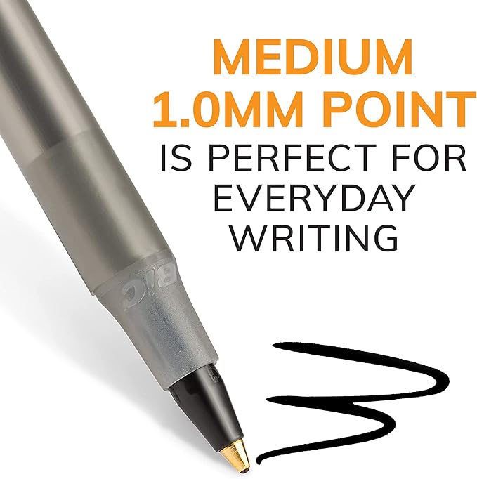 BIC Round Stic Xtra Life Ball Point Pen; Black; 36 Pack