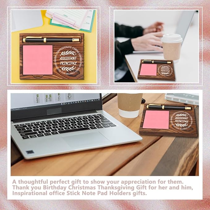 Assistant Principal Gifts, Assistant Principal Appreciation Gifts, Thank You Gifts for Assistant Principal, Inspirational Motivational Quote for Desk Self-Stick Note Pad Holders YB362