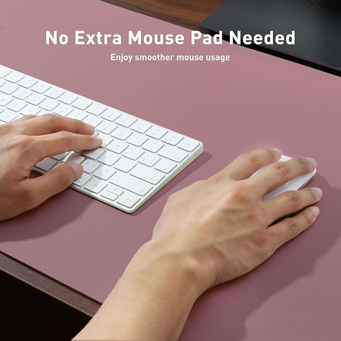 Aothia Leather Desk Pad Protector, Mouse Pad, Office Desk Mat, Non-Slip PU Leather Desk Blotter, Laptop Desk Pad, Waterproof Desk Writing Pad for Office and Home (Dark Pink, 23.6" x 13.7")