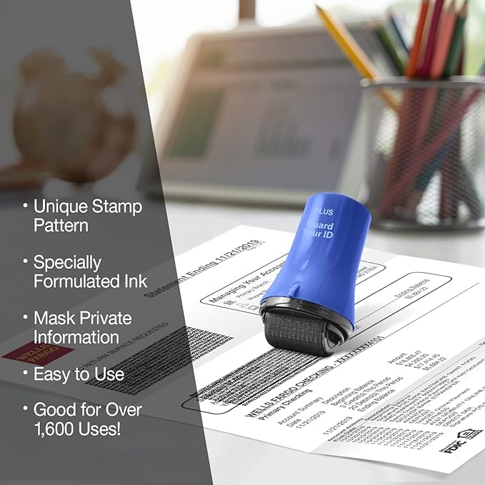 Wide Advanced Identity Security Roller, Fast, and Easy to use Without Shredding for Privacy and Identity Theft Protection by Guard Your ID, As Seen on TV (Wide 3-Pack, Blue)