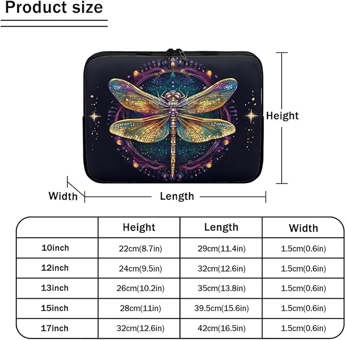 Dragonfly Printed Computer Bags for Laptops for Women, Large Capacity Computer Carrying Cover Laptop Briefcase, 12 Inch Water Resistant Laptop Case Portable Computer Case Bag