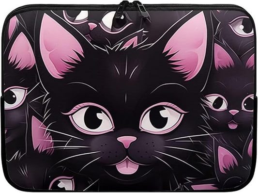Black Cat Printed Laptop Briefcase for Women Men, Waterproof 12 Inch Laptop Bag Messenger Bag Lightweight Laptop Case for Office Business Traveling Daily Use, Gift for Father