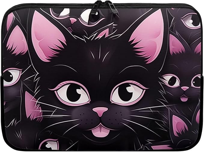 Black Cat Printed Laptop Briefcase for Women Men, Waterproof 17 Inch Laptop Bag Messenger Bag Lightweight Laptop Case for Office Business Traveling Daily Use, Gift for Father