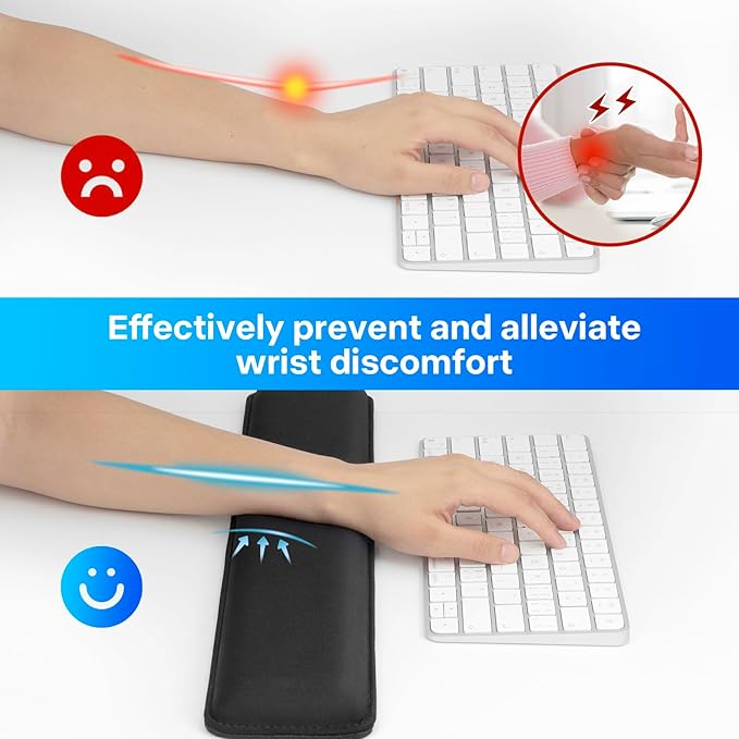 Yolanda Keyboard Wrist Rest/Pad - Cooling Gel - Stitched Edges - Keyboard Accessory,Ergonomic,Black