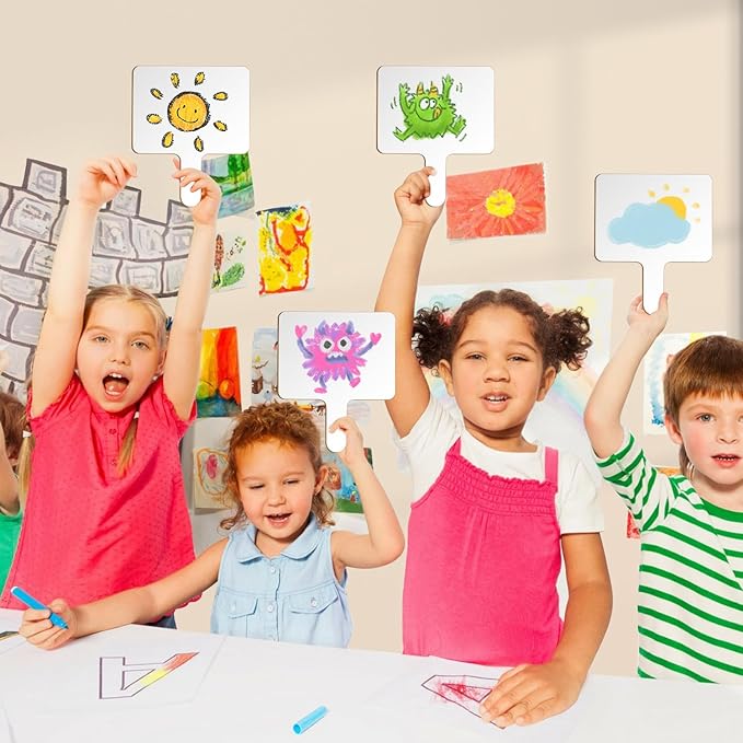 3Packs Dry Erase Paddles with Handle, 3Pcs Double Sided Answer Paddle White Boards with 3 Markers and 3 Erasers for Teaching Meeting Supplies